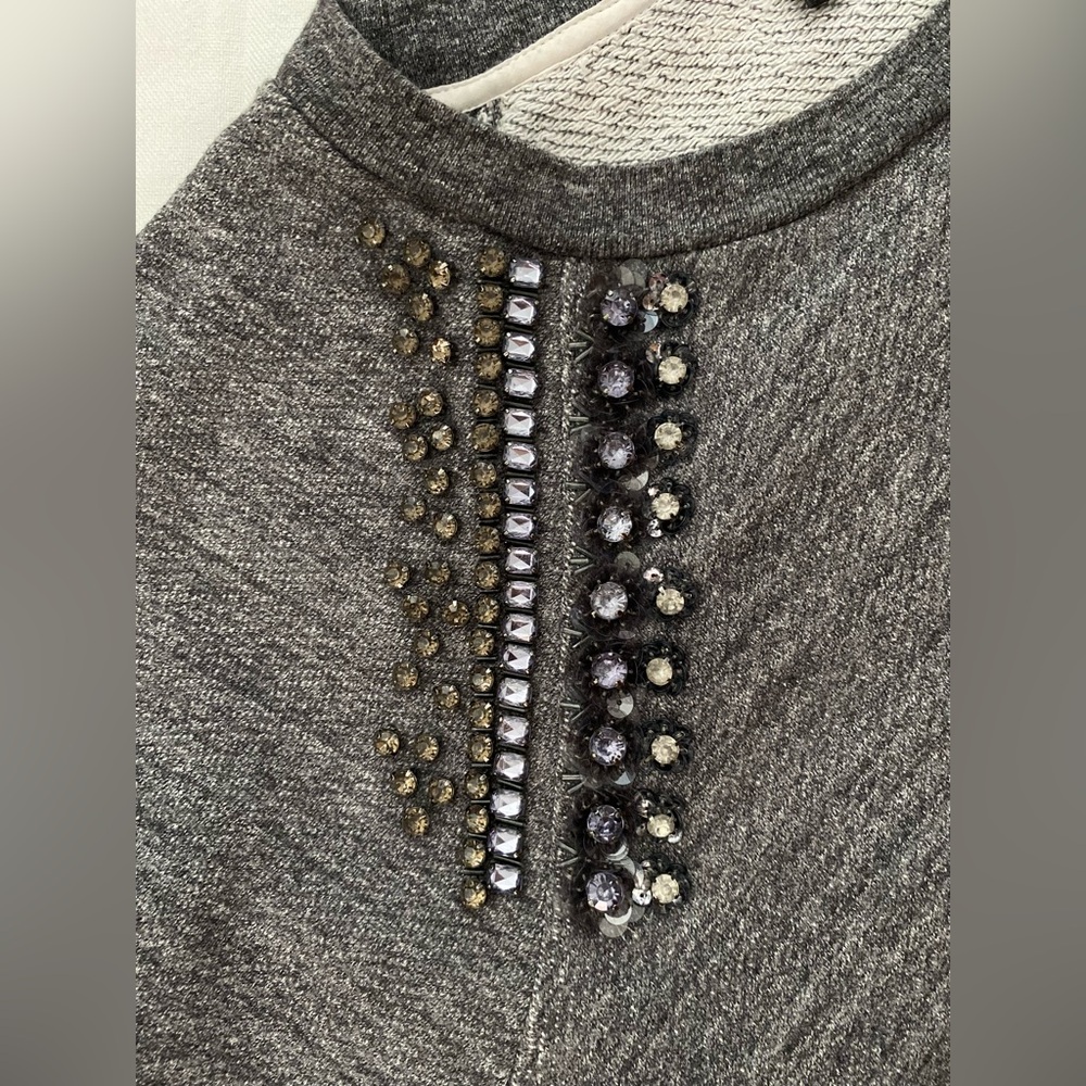 J. Crew 💎 Beloved Bejeweled Sweatshirt, Black Label, Raglan Sleeve, SZ L - Picture 5 of 14